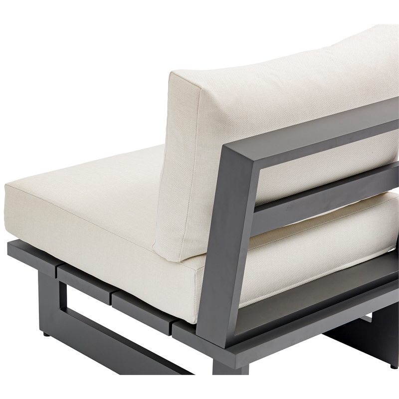 Meridian Furniture Maldives Cream Water Resisting Outdoor Patio Armless Chair