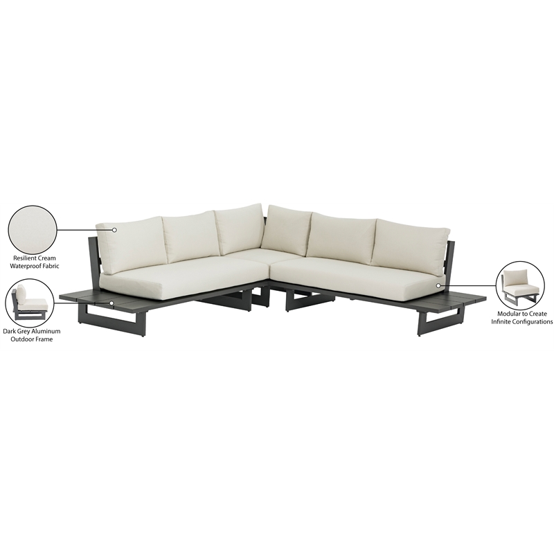 Meridian Furniture Maldives Cream Water Resisting Outdoor Patio Sectional