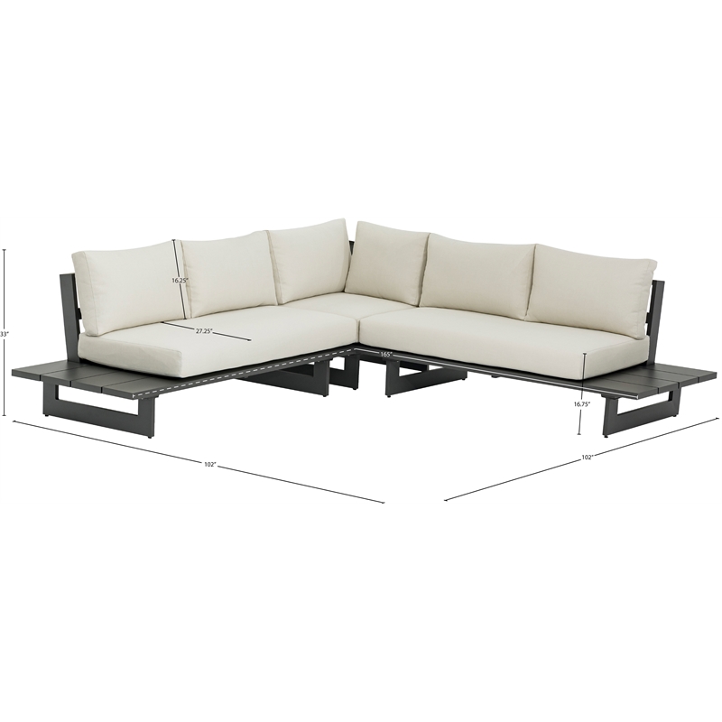 Meridian Furniture Maldives Cream Water Resisting Outdoor Patio Sectional