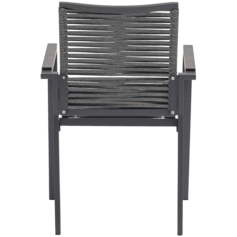 Meridian Furniture Maldives Grey Rope Fabric Outdoor Patio Dining Arm Chair
