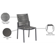 Meridian Furniture Maldives Grey Rope Fabric Outdoor Patio Dining Side Chair