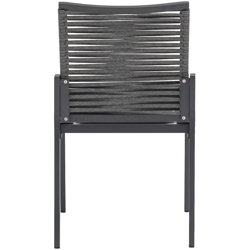 Meridian Furniture Maldives Grey Rope Fabric Outdoor Patio Dining Side Chair