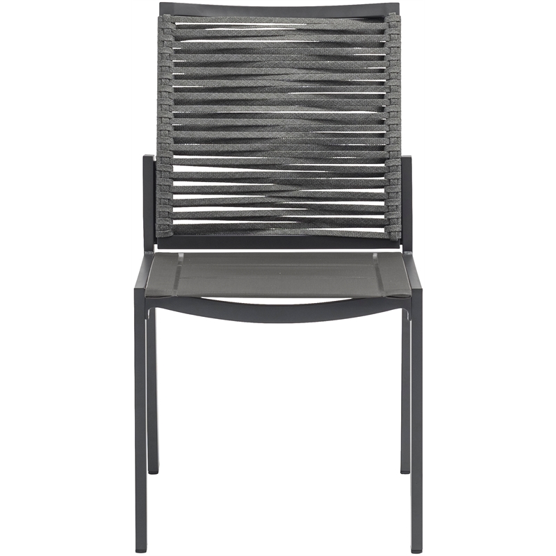 Meridian Furniture Maldives Grey Rope Fabric Outdoor Patio Dining Side Chair