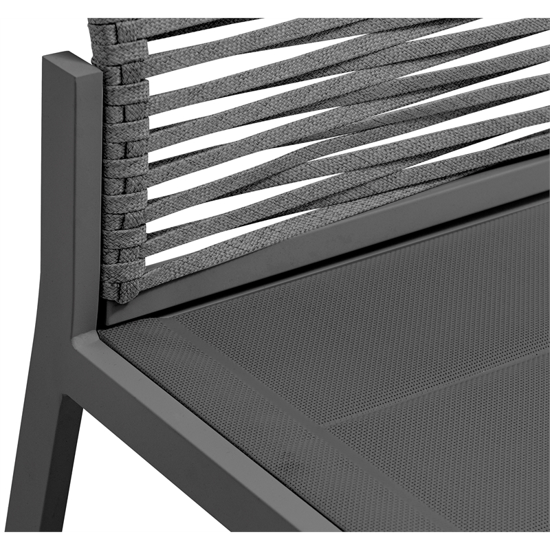 Meridian Furniture Maldives Grey Rope Fabric Outdoor Patio Dining Side Chair