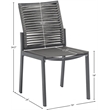 Meridian Furniture Maldives Grey Rope Fabric Outdoor Patio Dining Side Chair