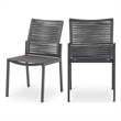 Meridian Furniture Maldives Grey Rope Fabric Outdoor Patio Dining Side Chair