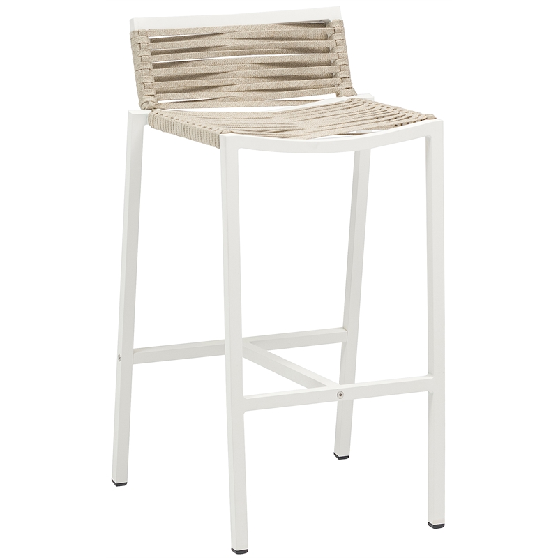 Meridian Furniture Maldives Cream Rope Fabric Outdoor Patio Barstool
