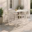 Meridian Furniture Maldives Cream Rope Fabric Outdoor Patio Barstool