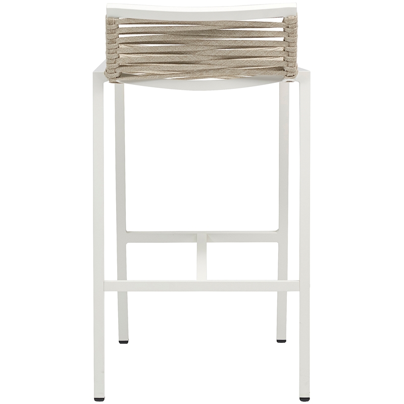 Meridian Furniture Maldives Cream Rope Fabric Outdoor Patio Barstool