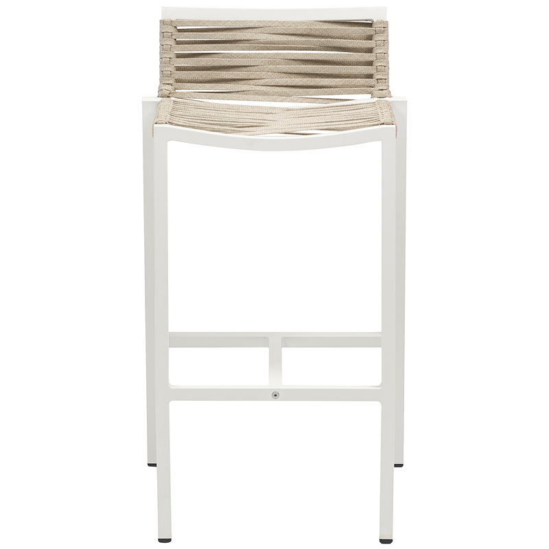Meridian Furniture Maldives Cream Rope Fabric Outdoor Patio Barstool