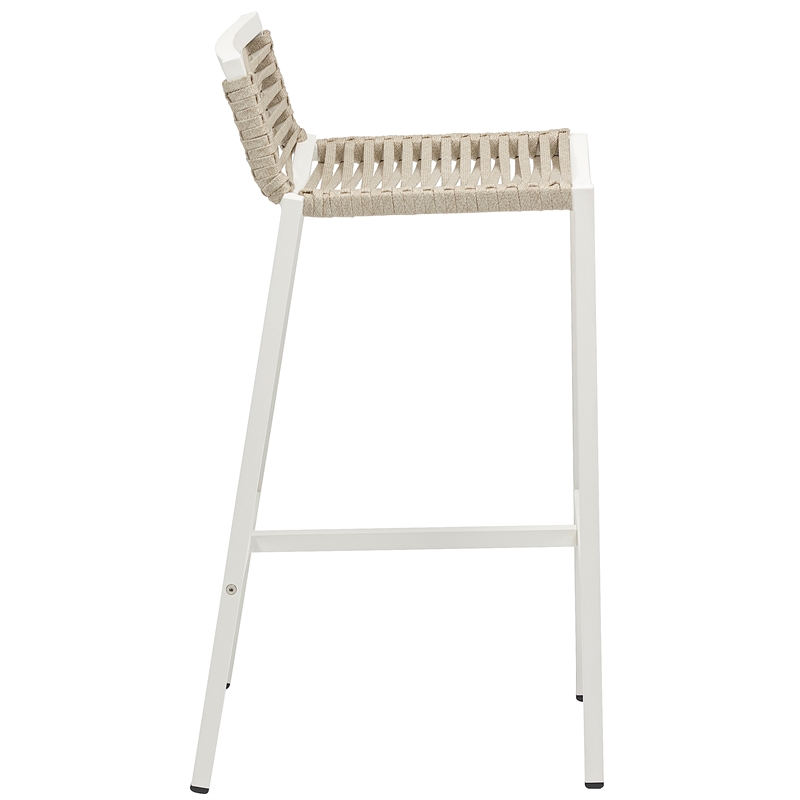 Meridian Furniture Maldives Cream Rope Fabric Outdoor Patio Barstool