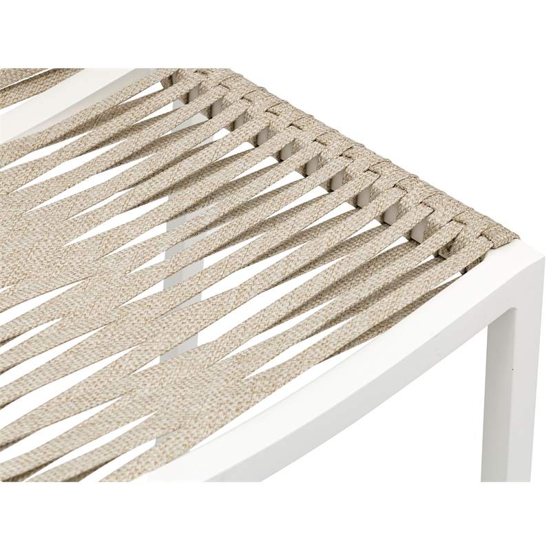Meridian Furniture Maldives Cream Rope Fabric Outdoor Patio Barstool