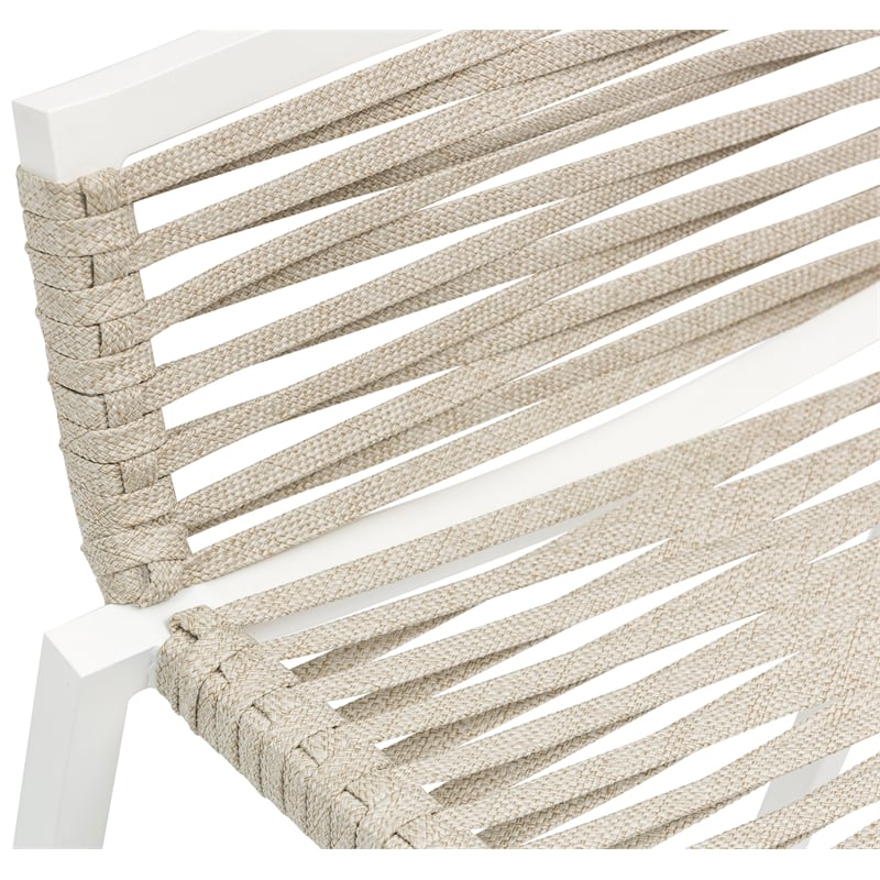 Meridian Furniture Maldives Cream Rope Fabric Outdoor Patio Barstool