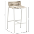 Meridian Furniture Maldives Cream Rope Fabric Outdoor Patio Barstool