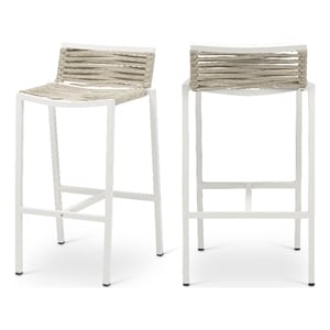 meridian furniture maldives cream rope fabric outdoor patio barstool