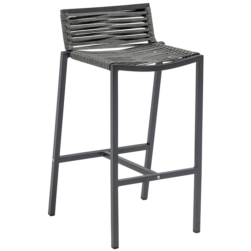 Meridian Furniture Maldives Grey Rope Fabric Outdoor Patio Barstool