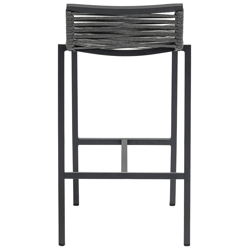 Meridian Furniture Maldives Grey Rope Fabric Outdoor Patio Barstool