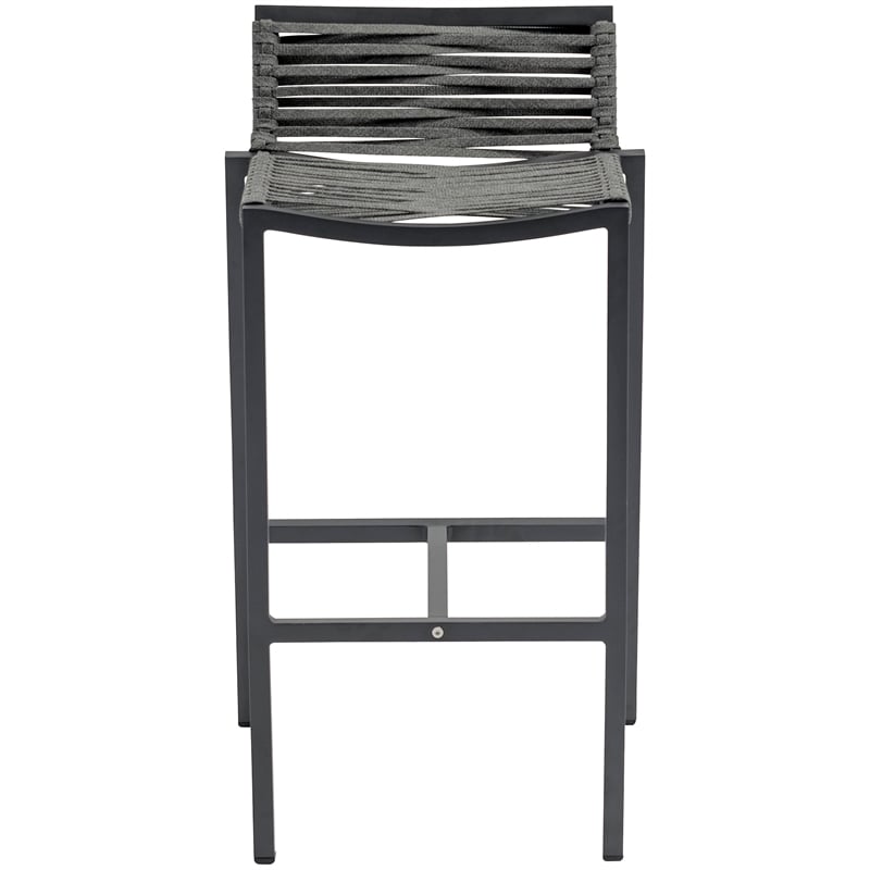 Meridian Furniture Maldives Grey Rope Fabric Outdoor Patio Barstool