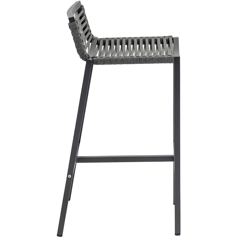 Meridian Furniture Maldives Grey Rope Fabric Outdoor Patio Barstool