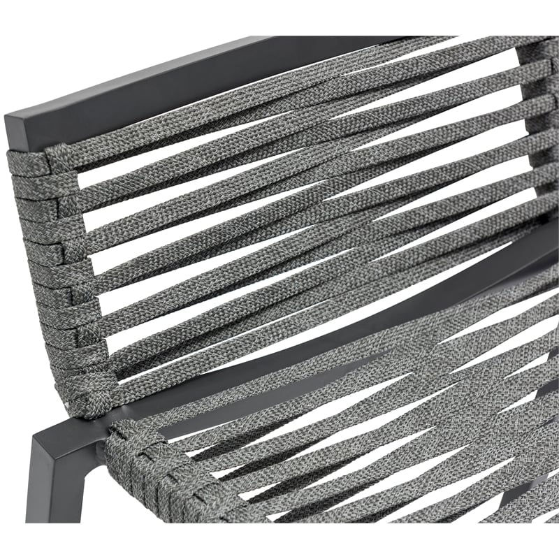 Meridian Furniture Maldives Grey Rope Fabric Outdoor Patio Barstool