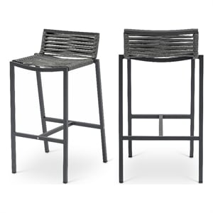 meridian furniture maldives grey rope fabric outdoor patio barstool