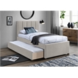 Meridian Furniture Harper Beige Linen Textured Fabric Twin Trundle Bed