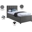 Meridian Furniture Harper Grey Linen Textured Fabric Twin Trundle Bed