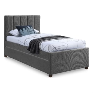 Meridian Furniture Harper Grey Linen Textured Fabric Twin Trundle Bed