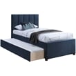 Meridian Furniture Harper Navy Linen Textured Fabric Twin Trundle Bed