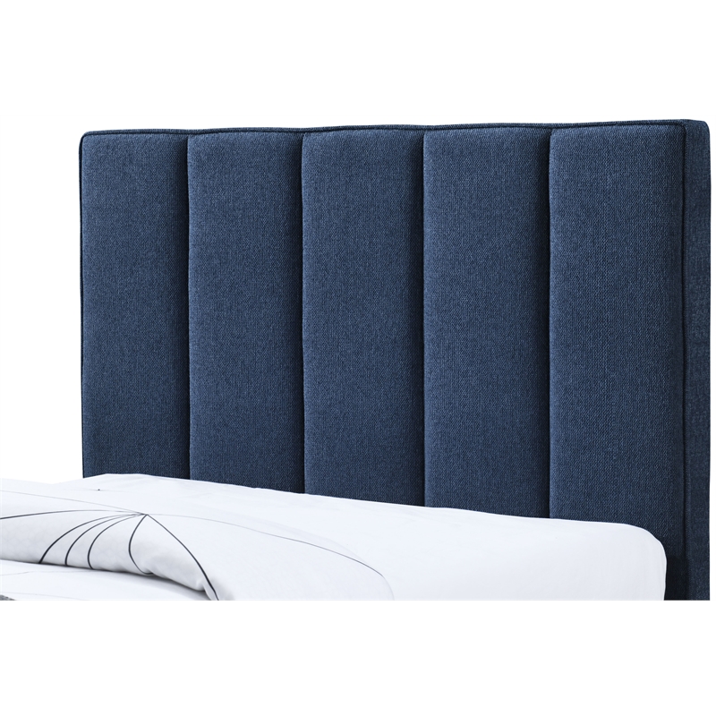 Meridian Furniture Harper Navy Linen Textured Fabric Twin Trundle Bed