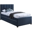 Meridian Furniture Harper Navy Linen Textured Fabric Twin Trundle Bed