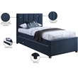 Meridian Furniture Harper Navy Linen Textured Fabric Twin Trundle Bed