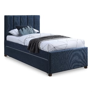 Meridian Furniture Harper Navy Linen Textured Fabric Twin Trundle Bed