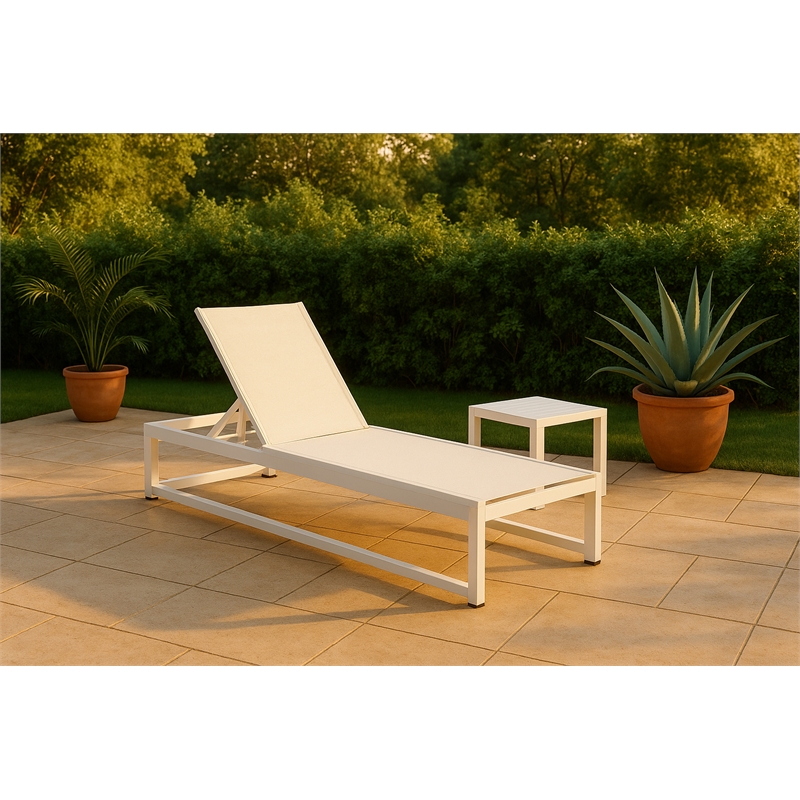 Meridian Furniture Maldives Cream Water Resisting Patio Adjustable Chaise