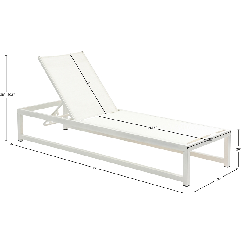 Meridian Furniture Maldives Cream Water Resisting Patio Adjustable Chaise