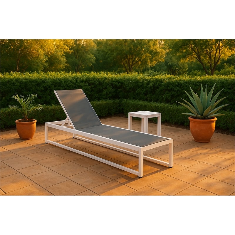 Meridian Furniture Maldives Cream Water Resisting Patio Adjustable Chaise