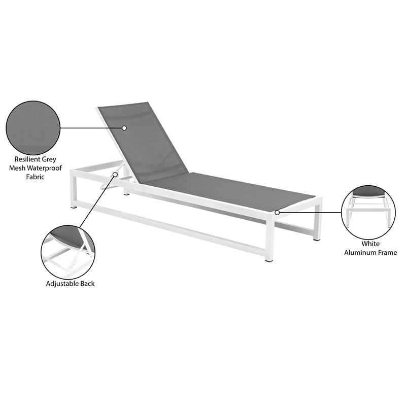 Meridian Furniture Maldives Cream Water Resisting Patio Adjustable Chaise