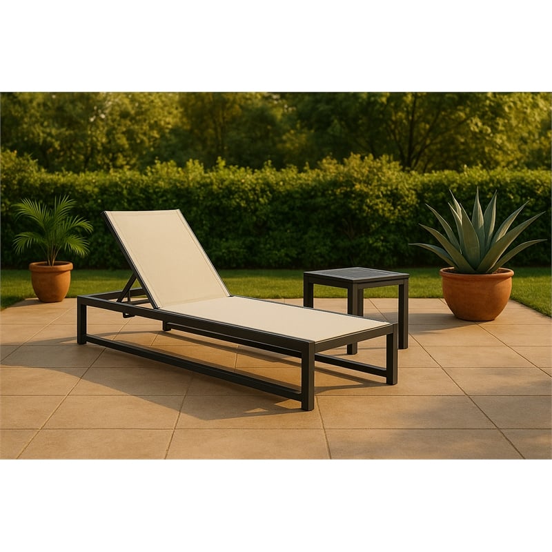 Meridian Furniture Maldives Cream Water Resisting Patio Adjustable Chaise