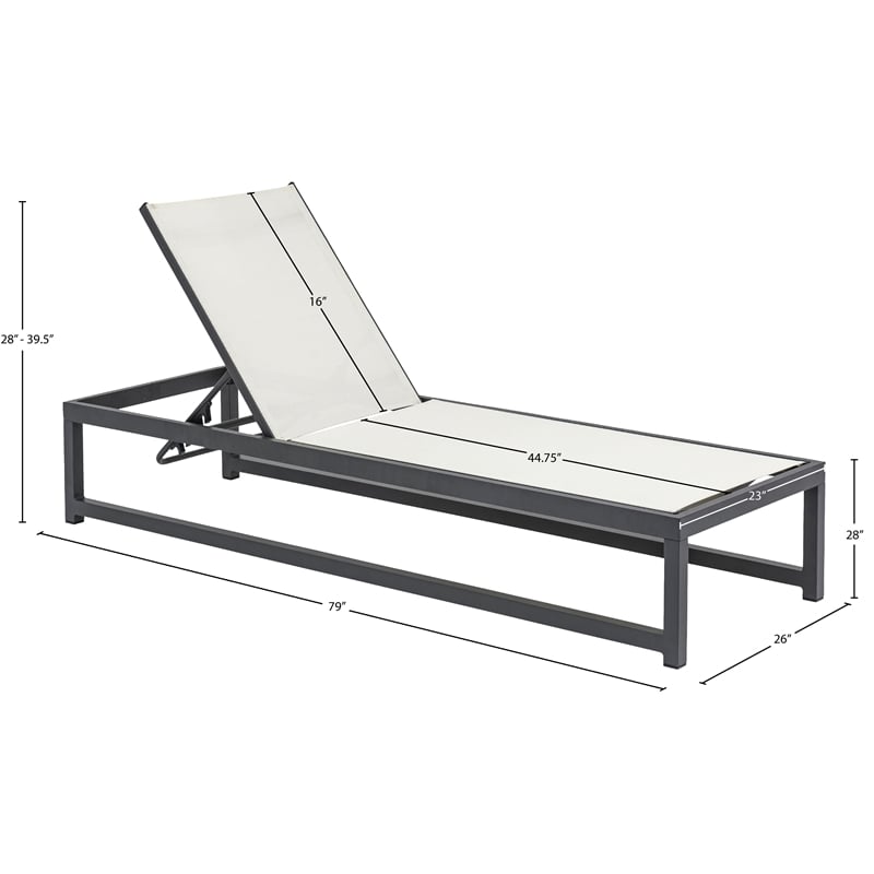 Meridian Furniture Maldives Cream Water Resisting Patio Adjustable Chaise