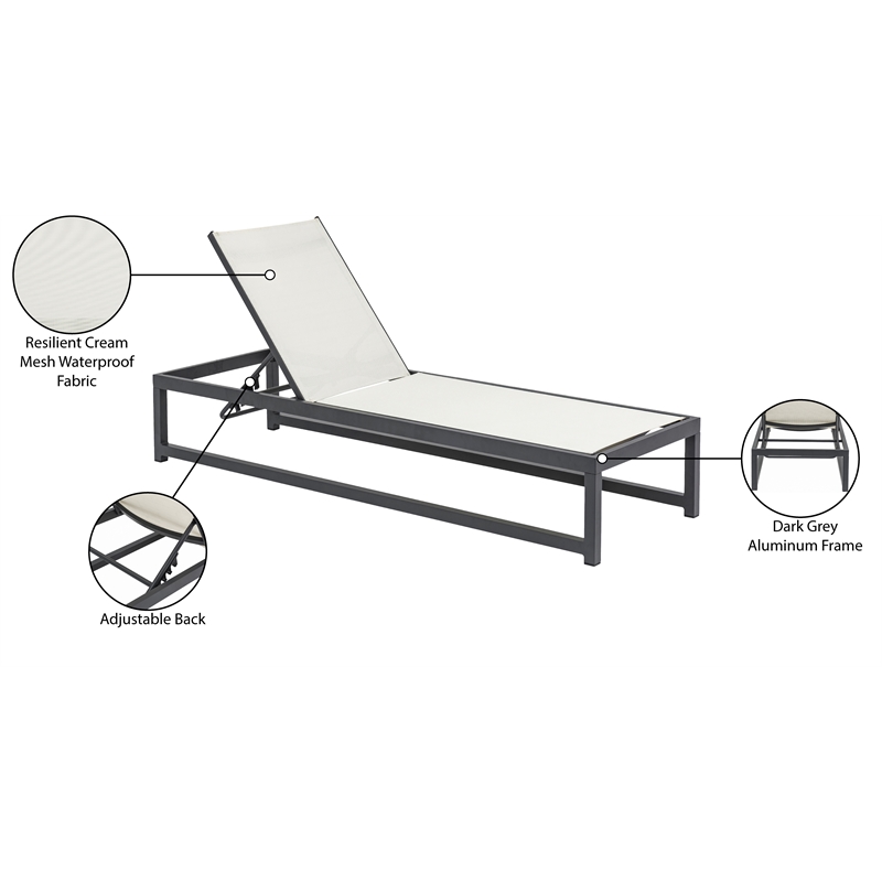 Meridian Furniture Maldives Cream Water Resisting Patio Adjustable Chaise