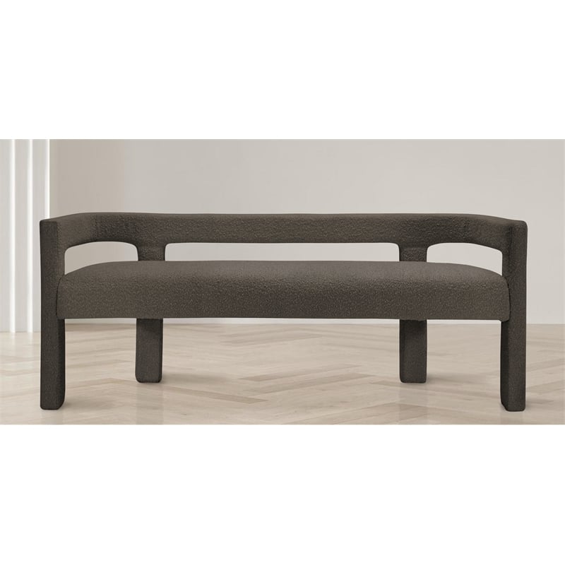 Meridian Furniture Athena Brown Boucle Fabric Bench