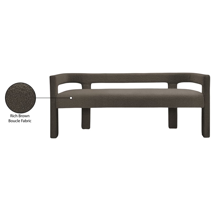 Meridian Furniture Athena Brown Boucle Fabric Bench