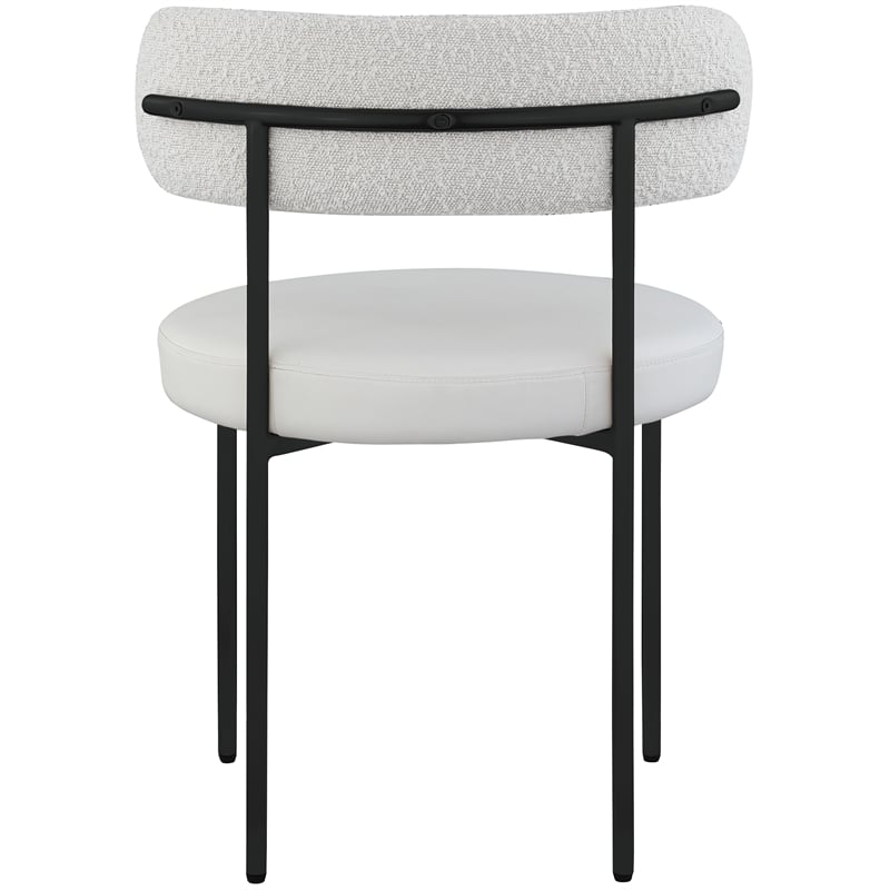 Meridian Furniture Beacon Cream Vegan Leather and Boucle Dining Chair (Set of 2)