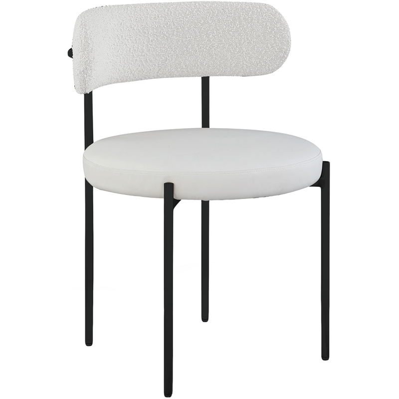 Meridian Furniture Beacon Cream Vegan Leather and Boucle Dining Chair (Set of 2)