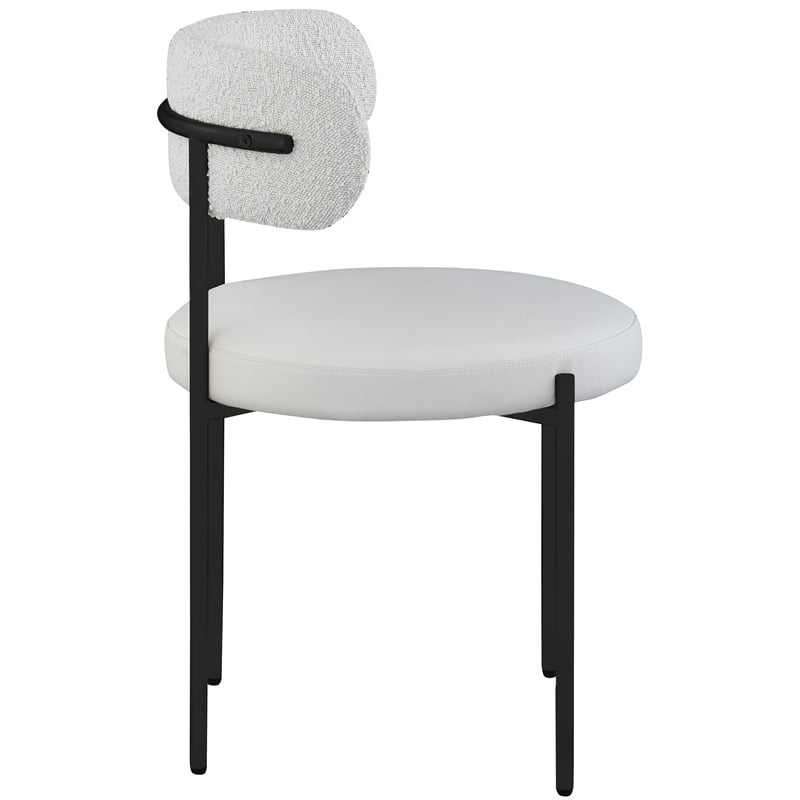 Meridian Furniture Beacon Cream Vegan Leather and Boucle Dining Chair (Set of 2)