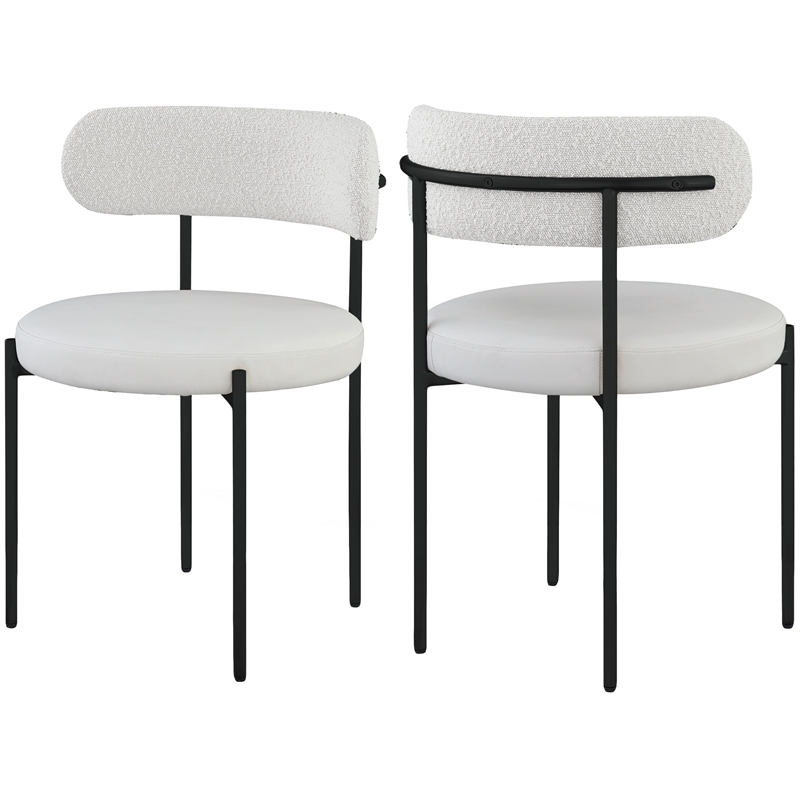 Meridian Furniture Beacon Cream Vegan Leather and Boucle Dining Chair (Set of 2)