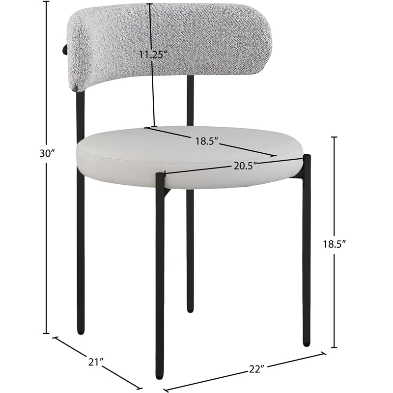 Meridian Furniture Beacon Taupe Vegan Leather and Boucle Dining Chair (Set of 2)