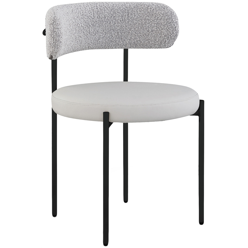 Meridian Furniture Beacon Taupe Vegan Leather and Boucle Dining Chair (Set of 2)