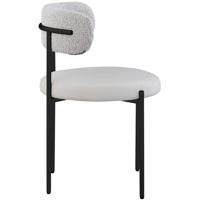Meridian Furniture Beacon Taupe Vegan Leather and Boucle Dining Chair (Set of 2)