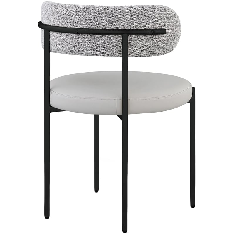 Meridian Furniture Beacon Taupe Vegan Leather and Boucle Dining Chair (Set of 2)